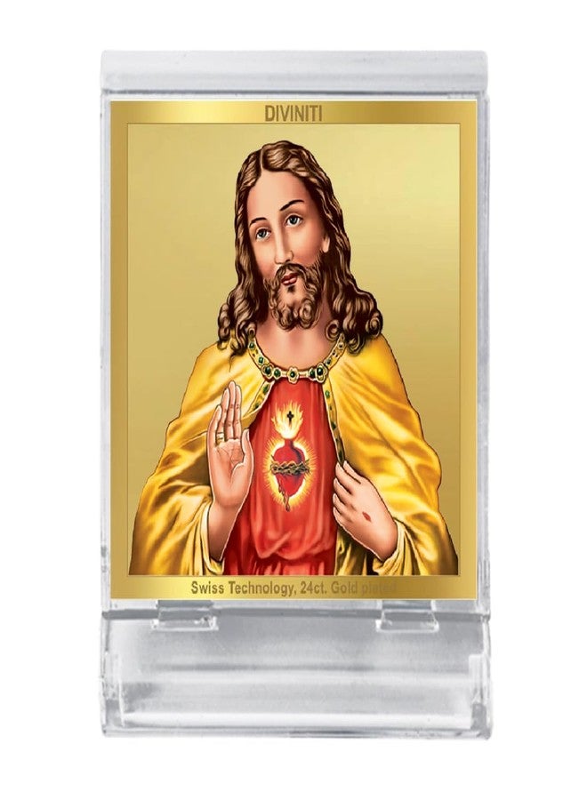 DIVINITI Jesus Christ Photo Frame for Car Dashboard, Car Idol, Table Decor|ACF 3A Acrylic Car Frame with 24K Gold Plated Foil|Religious Frame for Prayer and Gift (5.8X4.8 CM) - Image 4
